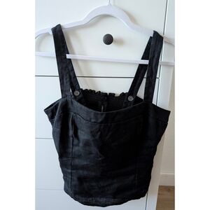 NWOT Quince Linen Black Crop Top